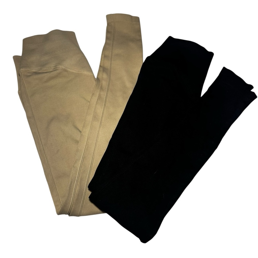 Spiritual Gangster Black & Tan ribbed Leggings